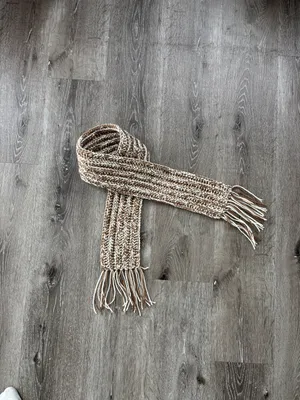 Handmade Brown & Cream Crochet Scarf thumbnail 5