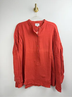 Noflik NWT 100% Cotton Relaxed Oversized Half Button-Up Tunic Top Size M thumbnail 3