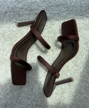 Brown Satin Heels Size 7 thumbnail 1