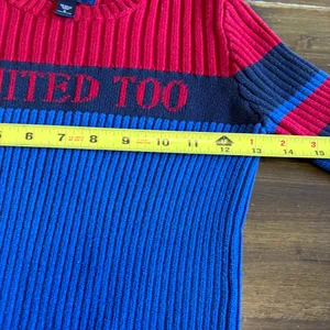 Vintage Y2K 90’s Limited Too Logo Sweater Stripe Knit Ribbed Academia Red Blue S thumbnail 5