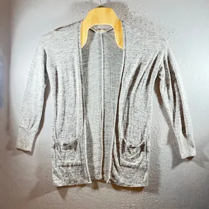 1196 |‎ Garage Grey Marled Knit Open Front Pocket Cardigan Sweater Women XS thumbnail 1