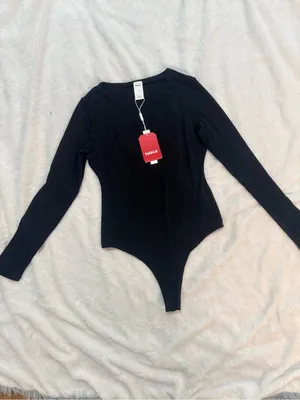 Classic Black Long-Sleeve Boatneck Bodysuit thumbnail 6