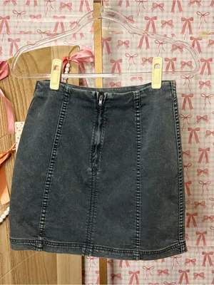 Free People Modern Fem Westminster Blue Denim Mini Skirt Coastal Cowgirl Classic thumbnail 3