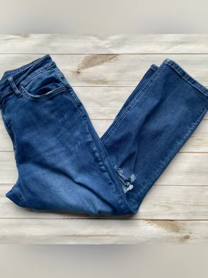 Vervet denim jeans dark wash stretch straight leg crop ankle length distressed thumbnail 8