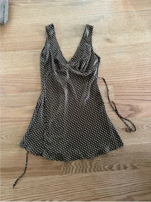 Frankie's Bikinis Brown Polka Dot satin dress thumbnail 1