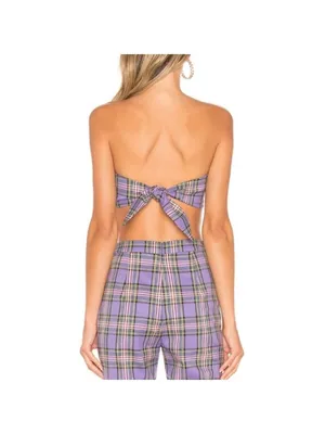 Majorelle Serrano Plaid Tube Top Medium M Revolve Festival Rave Clueless Boho thumbnail 2