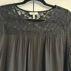 Joie Black Long Sleeve with Lace Blouse thumbnail 2