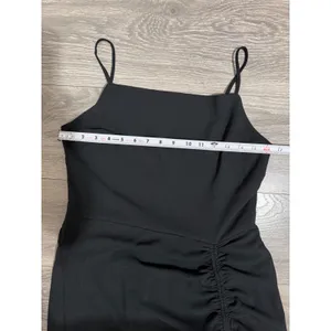 New Material Girl Midi Dress L Caviar Black Ruched Side Slit Cocktail Prom Edgy thumbnail 7