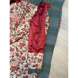 Sundance XS Wool Blend Plaid Long Coat Teal Red Boho Cottagecore Artsy Statement thumbnail 12