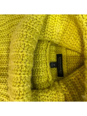 Banana Republic Women’s Chunky Knit Turtleneck Sweater M Chartreuse Merino Wool thumbnail 4