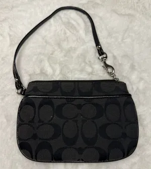 Coach Black Signature Canvas Wristlet thumbnail 1