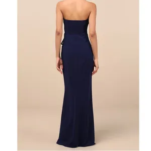 NEW Lulus Excellent Sensation Navy Strapless Ruffled Mermaid Maxi Dress Medium thumbnail 4