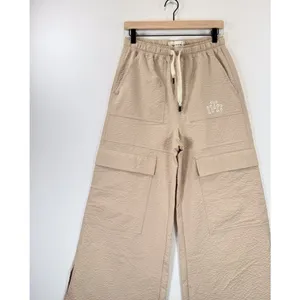 Honor The Gift Womens Pants Beige Waffle Cargo Wide Leg High Rise Baggy Small thumbnail 3