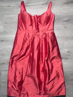 Jenny Yoo Collection‎ Red 100% Silk Shantung Sleeveless Fit & Flare Dress Womens thumbnail 1