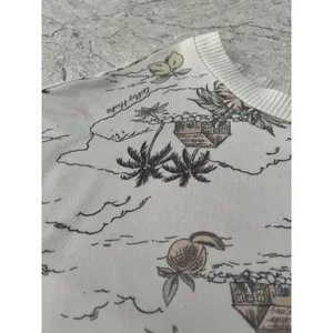 Gilly Hicks Womens XS‎ Cropped Sweatshirt Cream Tropical Island Palm Tree Print thumbnail 3