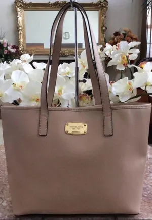 Michael Kors Taupe Saffiano Leather Tote thumbnail 1