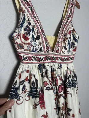 NEW FARM Rio Bohoflor Maxi Dress Birds Tropical Exotic Resortwear Brazil Size XS thumbnail 6