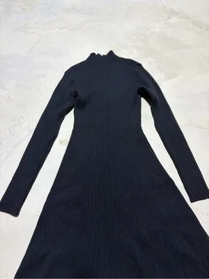 J. Crew NWT Black Ribbed Long-Sleeve Knit Dress small MSRP$128 thumbnail 8