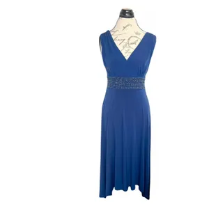 AGB Dress Sz 6 Blue Rhinestones Festival Evening Party Elegant Cocktail Retro thumbnail 8