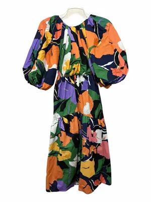 ASOS EDITION Abstract Print Puff Sleeve Midi Dress Sz.0 NWT thumbnail 6