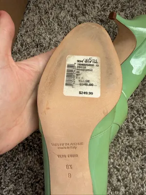 Saks Fifth Avenue Vero Cuoio Green Kitten Heels Size 8.5 shoe. thumbnail 5