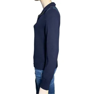 Lauren Ralph Lauren Vintage Size L Navy Blue Cotton Knit Sweater Zip Up Cardigan thumbnail 5