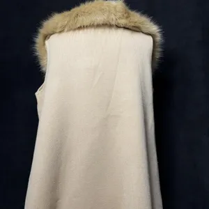 Baldini Mumu Lombardi Long Cardigan in Taupe with a faux fur‎ collar. SIze L thumbnail 6