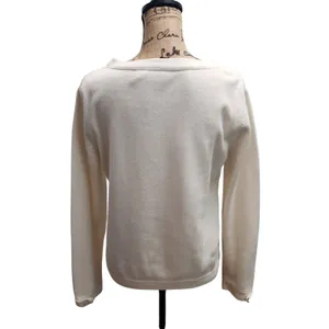 Liz Claiborne Cream Knit Sweater Top Long Sleeve‎ Anchor Button Nautical thumbnail 3