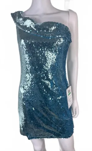 Macy's Slim Blue Sequin One-Shoulder Mini Dress thumbnail 1