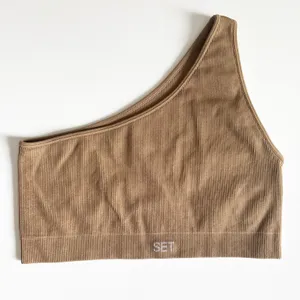 SET Active Womens Taupe Brown Ribbed One Shoulder SCULPTFLEX‎ Sports Bra Size S thumbnail 1