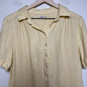 Faherty Womens 100% Linen Hanna‎ Dress Small Yellow Short Sleeve Button Front thumbnail 2