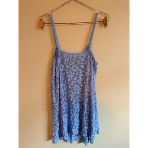 Aerie Women Dress L Blue Lace Mini Floral Sheer Overlay Sweetheart Strappy thumbnail 10