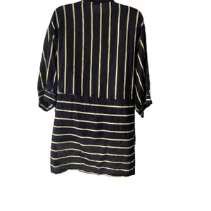 Intimately Free People Size XS Navy‎ Blue High Low Striped Blouse Tunic thumbnail 4