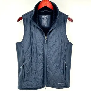L.L.Bean‎ Vest Womens Quilted Fleece Lined Ski Hiking Navy Blue Small Petite SP thumbnail 3