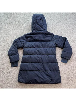 Patagonia Navy Down Hooded Parka Jacket Small Fleece Lined Worn Wear Winter Coat thumbnail 2