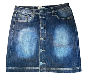 Earl Jean Denim Mini Skirt Dark Wash Distressed Y2K Western 90's Hippie Size 4 thumbnail 1