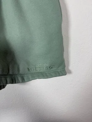 White Fox Sweat Shorts Sage Green Embroidered Logo Size XS Lounge thumbnail 6