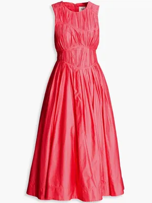 AJE Nya pleated cotton-taffeta midi dress Bubblegum UK 4 Original Price $595 thumbnail 2