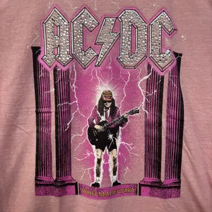 AC/DC Who Made Who Rock Pink Rhinestone T-Shirt XL thumbnail 2