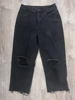 Wide Leg Cropped Denim Black Size 26 thumbnail 1