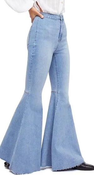 Free people just float on flare jeans stretch denim jeggings western bohemian thumbnail 2