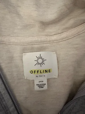 Aerie Quarter-Zip Pullover Grey Oversized thumbnail 3