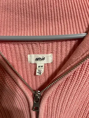 Aerie pink quarter zip sweater  thumbnail 3