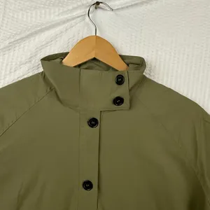 Fashion Olive Green Funnel Neck Button Up Windbreaker Jacket MLZ-2409 Small thumbnail 4