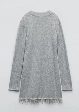 dress mini jewel rhinestone party ribbed sweater turtleneck thumbnail 7