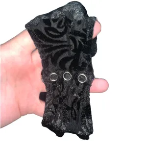 Ambrielle Black Mesh Lace-Trimmed Velvet Bodysuit Thong thumbnail 6