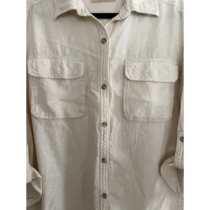 Free People We Are Free Made For Sun Linen Shirt Wet‎ Plaster Women's Size Small thumbnail 8