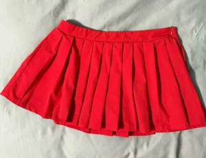 Red pleated mini skirt thumbnail 1