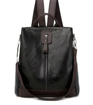 Vegan Leather Backpack One Shoulder Messenger Anti Theft Waterproof Travel thumbnail 6