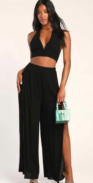 Lulus Always Irresistible Black Tie-Back Two-Piece Jumpsuit thumbnail 1